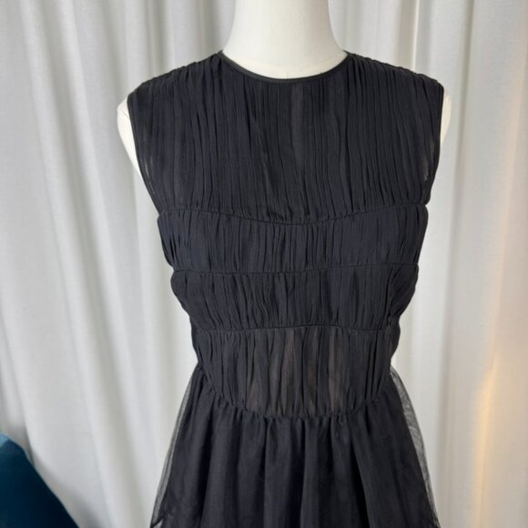 Johnathan Simkhai Tiered Tulle Plisse Midi Dress size 4 - Picture 3 of 11